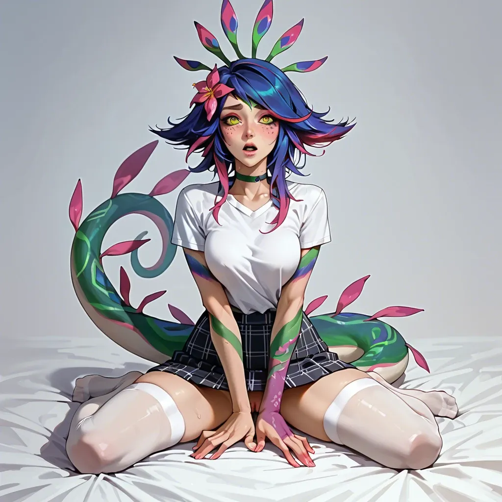 Neeko, White T-shirt, skirt, stockings