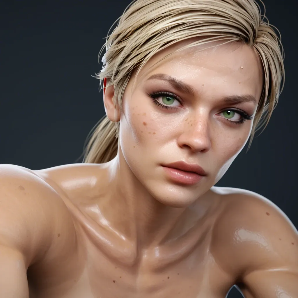 1femboy,3d, FUTA , MORTAL KOMBAT, CASSIE CAGE, flat chest, futanari,muscular, freckles, skinny,tan skin, gorgeous,green eyes, close-up face, provocative, looking at viewer,