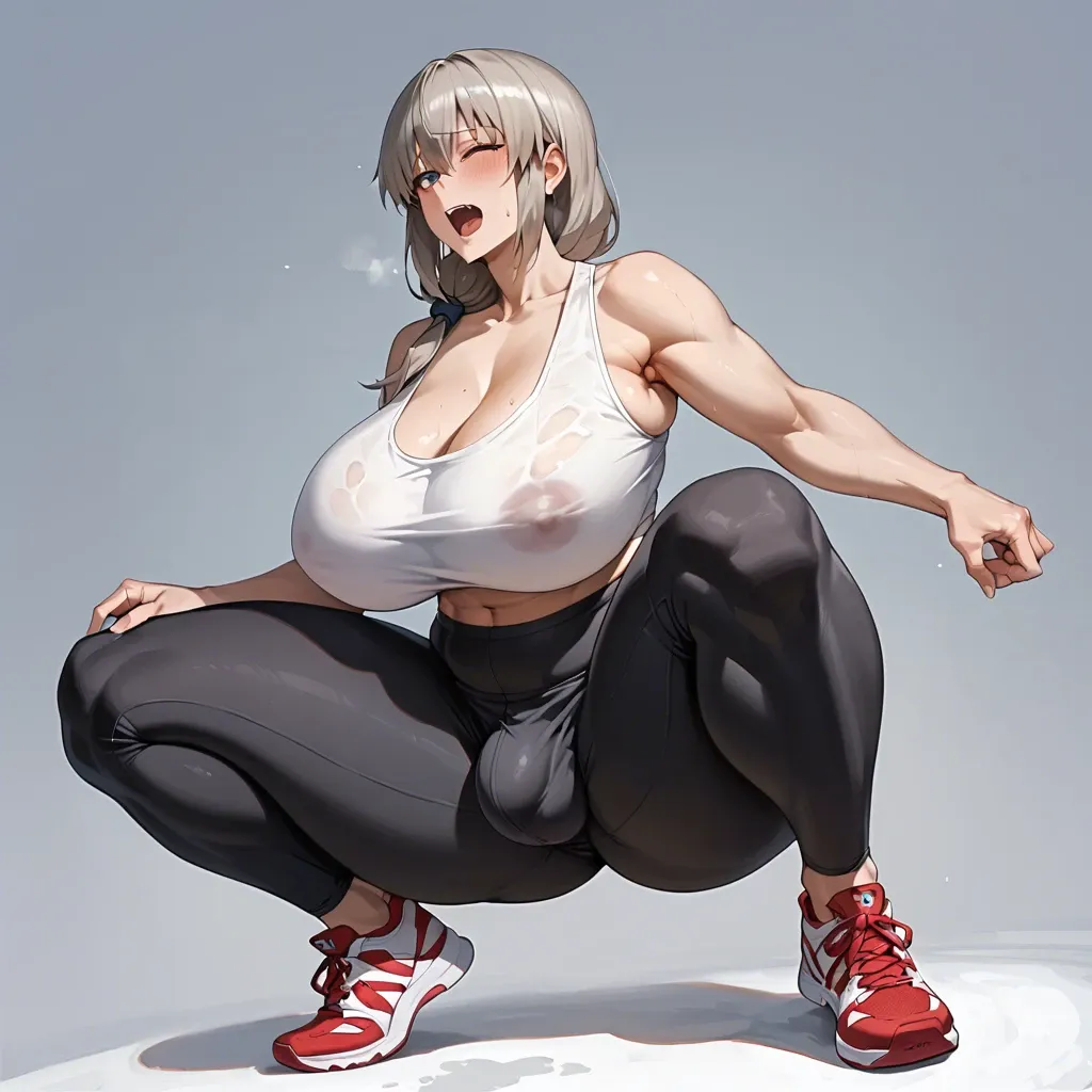 Uzaki Chan Futanari Massive breast Wide hips Massive  thighs Massive Bulge Tank top Yoga pants