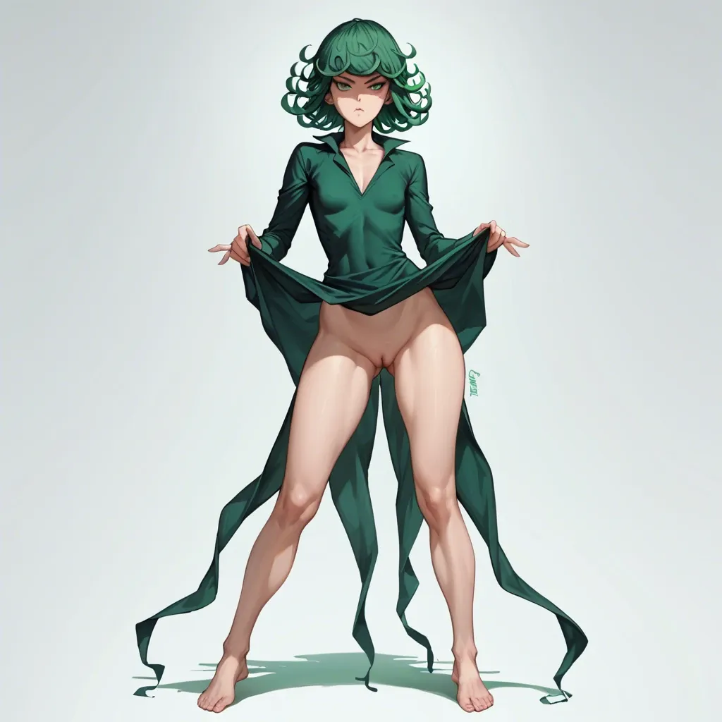 one-punch man,tatsumaki,1girls,barefoot,clothes lift,collarbone,curly hair,eyelashes,gluteal fold,green eyes,green hair,groin,lifting own clothes,light frown,looking at viewer,medium hair,navel,pasties,shirt,shirt lift,long sleeves,single bare shoulder,sitting,flat chest,solo,thighs,white shirt,flexible,torn legwear,wide hips,yoga,yoga pants,hyper dildo,equine dildo, taped nipples,strongbana art, deep throat, throat bugle, dildo throat fuck,holds with telekinesis,hyper ass,dildo gag,