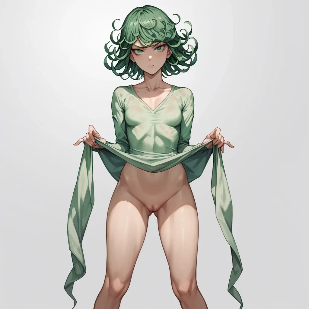 one-punch man,tatsumaki,1girls,barefoot,clothes lift,collarbone,curly hair,eyelashes,gluteal fold,green eyes,green hair,groin,lifting own clothes,light frown,looking at viewer,medium hair,navel,pasties,shirt,shirt lift,long sleeves,single bare shoulder,sitting,flat chest,solo,thighs,white shirt,flexible,torn legwear,wide hips,yoga,yoga pants,hyper dildo,equine dildo, taped nipples,strongbana art, deep throat, throat bugle, dildo throat fuck,holds with telekinesis,hyper ass,dildo gag,