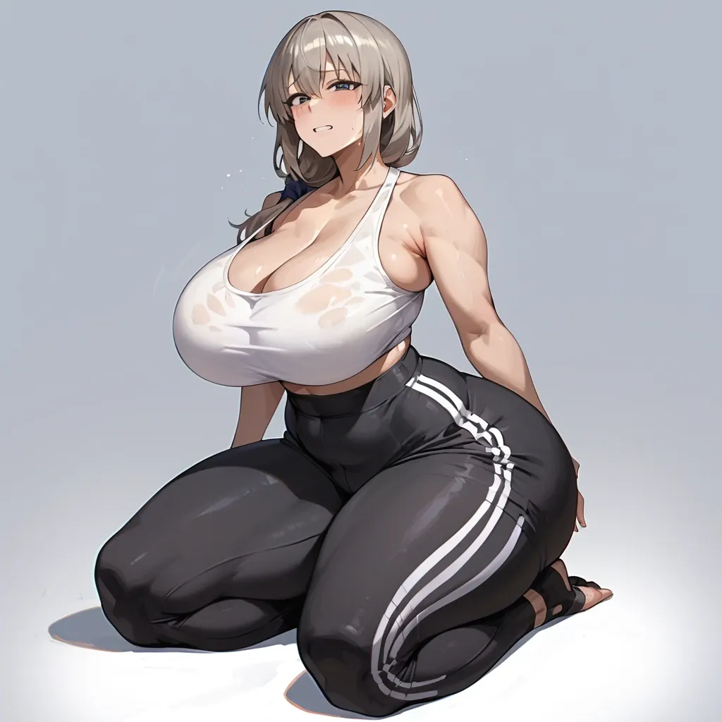 Uzaki Chan Futanari Massive breast Wide hips Massive  thighs Massive Bulge Tank top Yoga pants