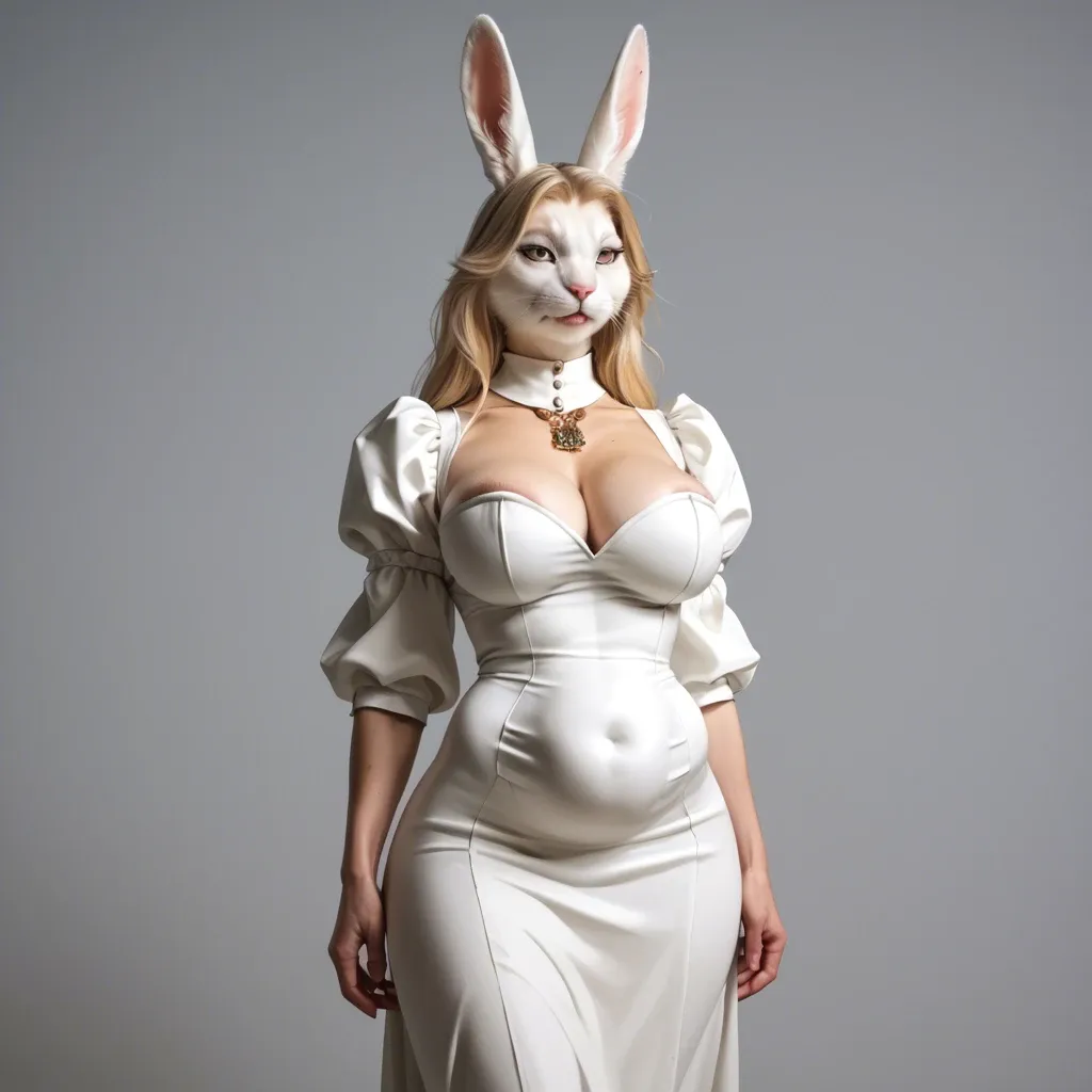 Upper body view closeup, white hare,standing , Standing closeup,  white hare, wearing   ancient medieval dress, Blonde hair, white hare tail, white hare bimbo,  Bimbo huge fake tits, furry anthro,  Realistic 3d anthro, white abdominal, white hare  anthro, sexy milf, long blonde hair,  Realistic 3d anthro, white hare, furry anthro, Bimbo huge fake tits, white hare,  blonde hair bimbo