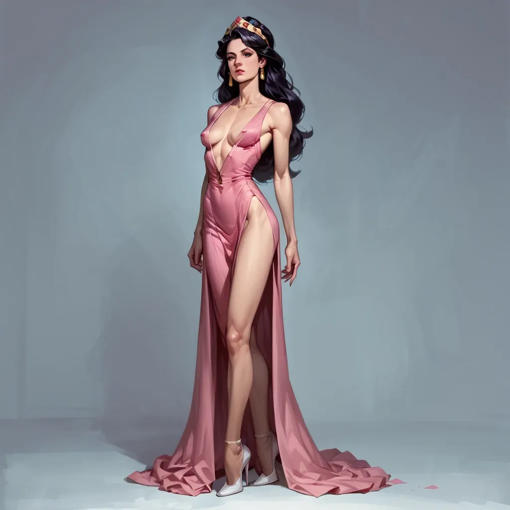 Megara, from hercules movie, pink dress, full body, skinny, perfect body, petit