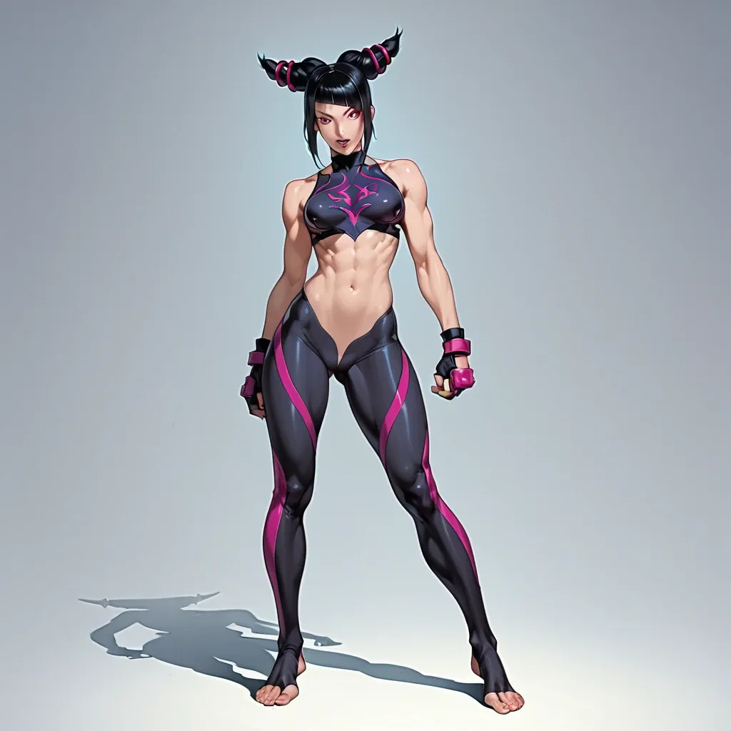 1girl, (Character juri han from street fighter), perfect face, perfect eyes, skinny, in original clothes, stirrup legwear, standing, line art