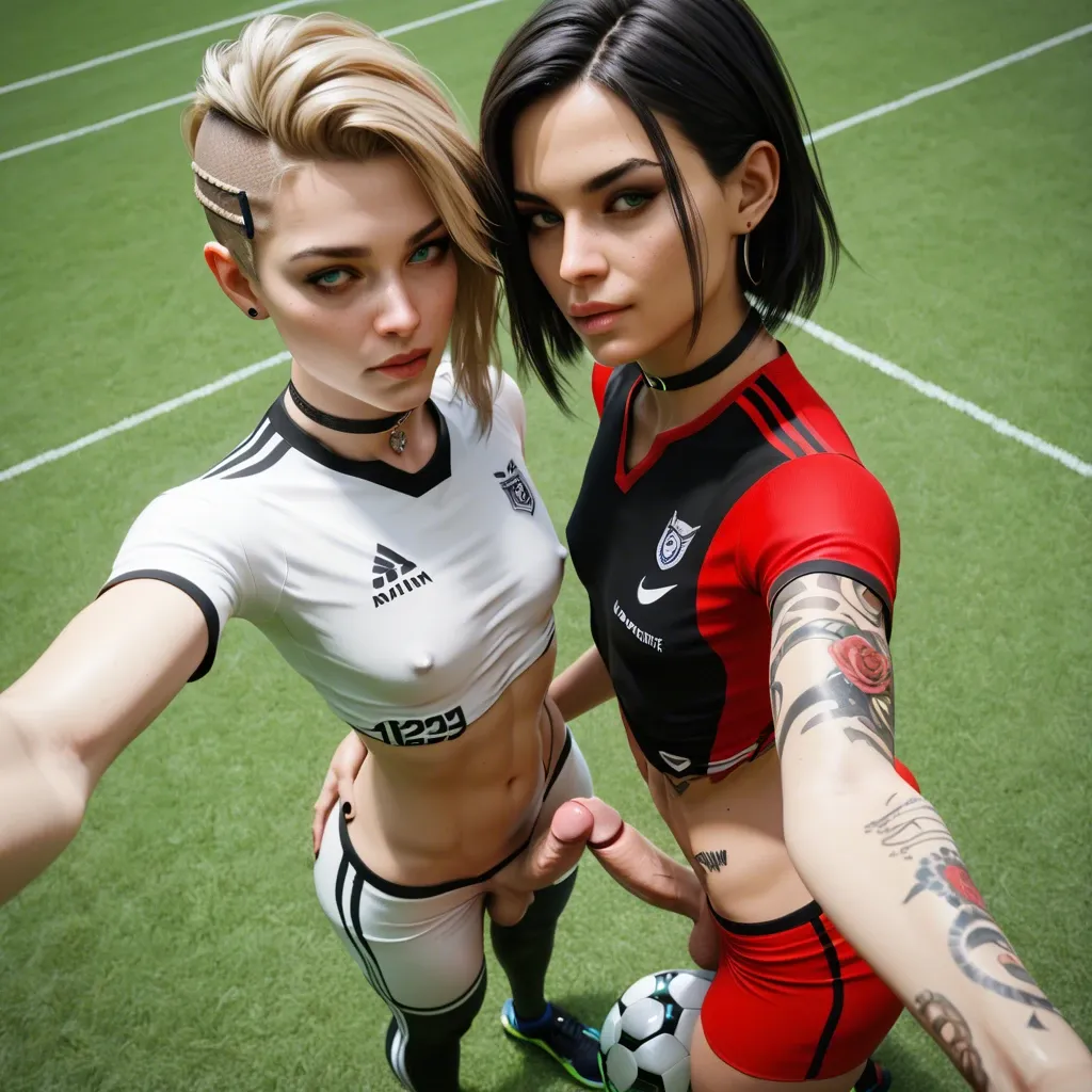 2femboy, , , ,3d, collaborative, selfie, high-angle view,hand on ass,penises,FUTA,very slim waist,flat chest,tattoos,choker , Ukrainian, Danish, cumming, soccer uniform,