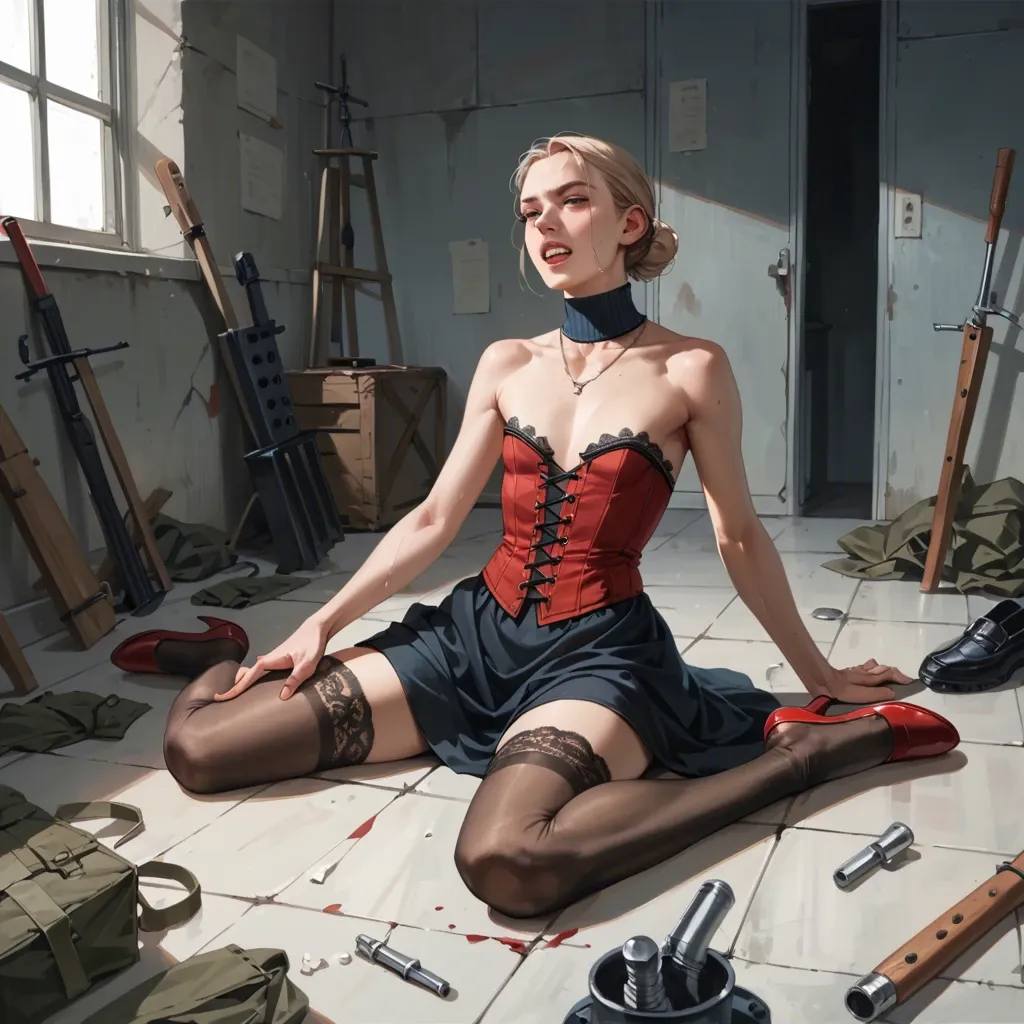 2girl, , , , cute nose,feet tied,big tits,high waisted,neck, gritting teeth,army,flat chest,background room,blue turtleneck, black dress,lace stockings,necklace,red corset,ballet shoes, pink dress,tights,suspender belt,bra,no shoes, club setting, at the beach, cyberpunk, tifa, anna frozen, waifu