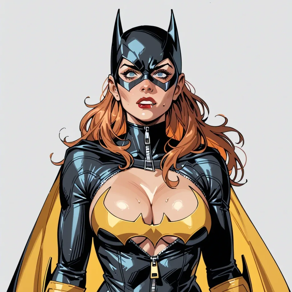 Batgirl, zipper down, cleavage