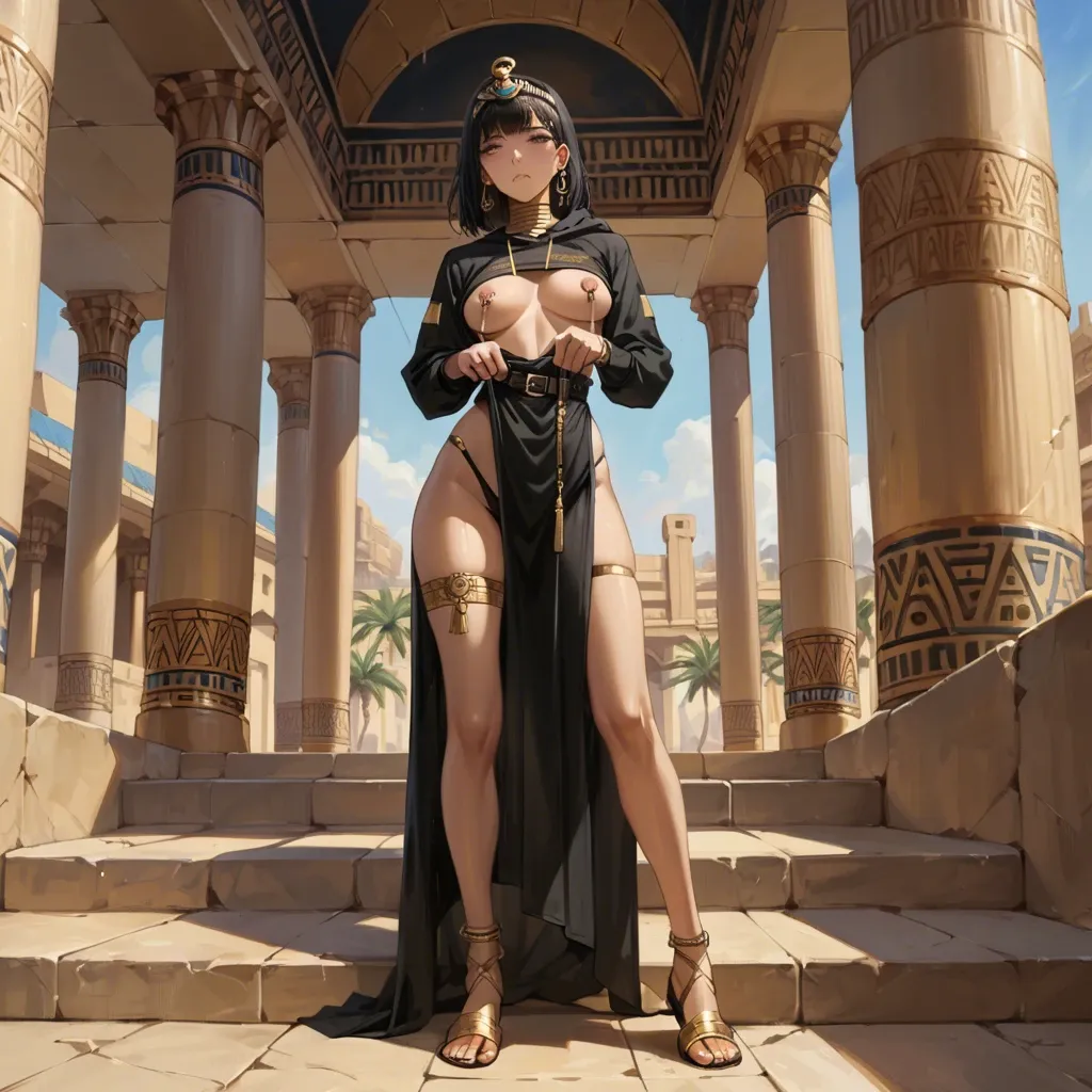 1girl,1boy, , , , cheek,gold anklets,nipple ring,very slim waist,hold neck, sweatshirt lift,knee-high socks,belt,showing thong,sandals, black dress,egyptian palace,tiara,laced bodysuit,no shoes, t-shirt,pantyhose pull,laurel crown,bra,shoes, bare feet, ocean, spaceship, robot, on desk, detailed cock, dark lipstick, tifa, spider-gwen