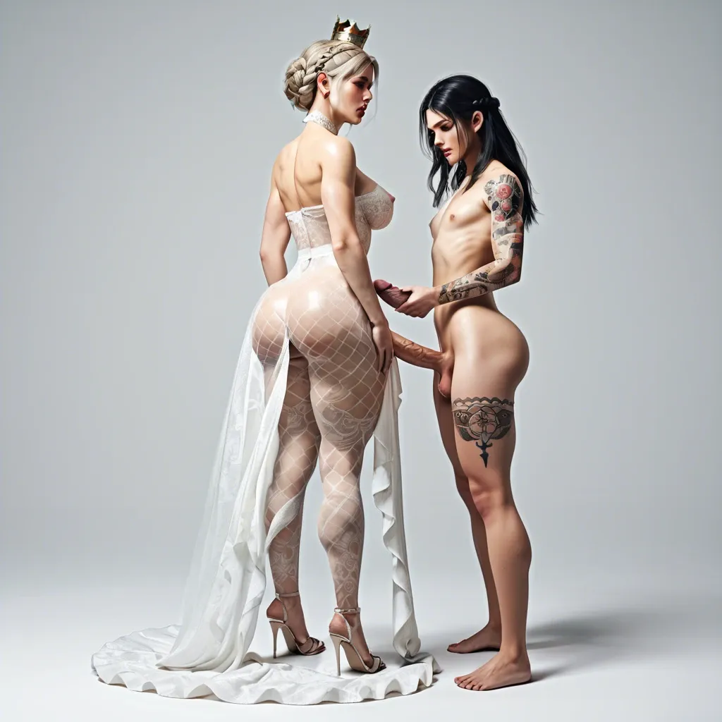 2Femboy,juicy fellation, veiny penises, size difference ,only FUTA,full bodies,3d,large breast,white paled, crown braid hair,brides,transparent clothes, ass tattoos,