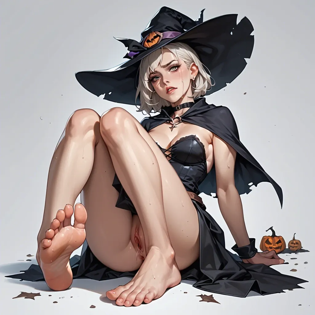 Girl,  cute, alone, witch, bare feet, foot fetish