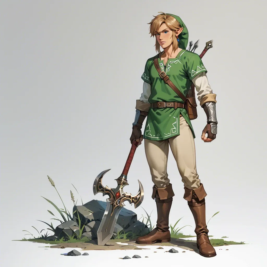 Link from a legend of Zelda full body standing forward