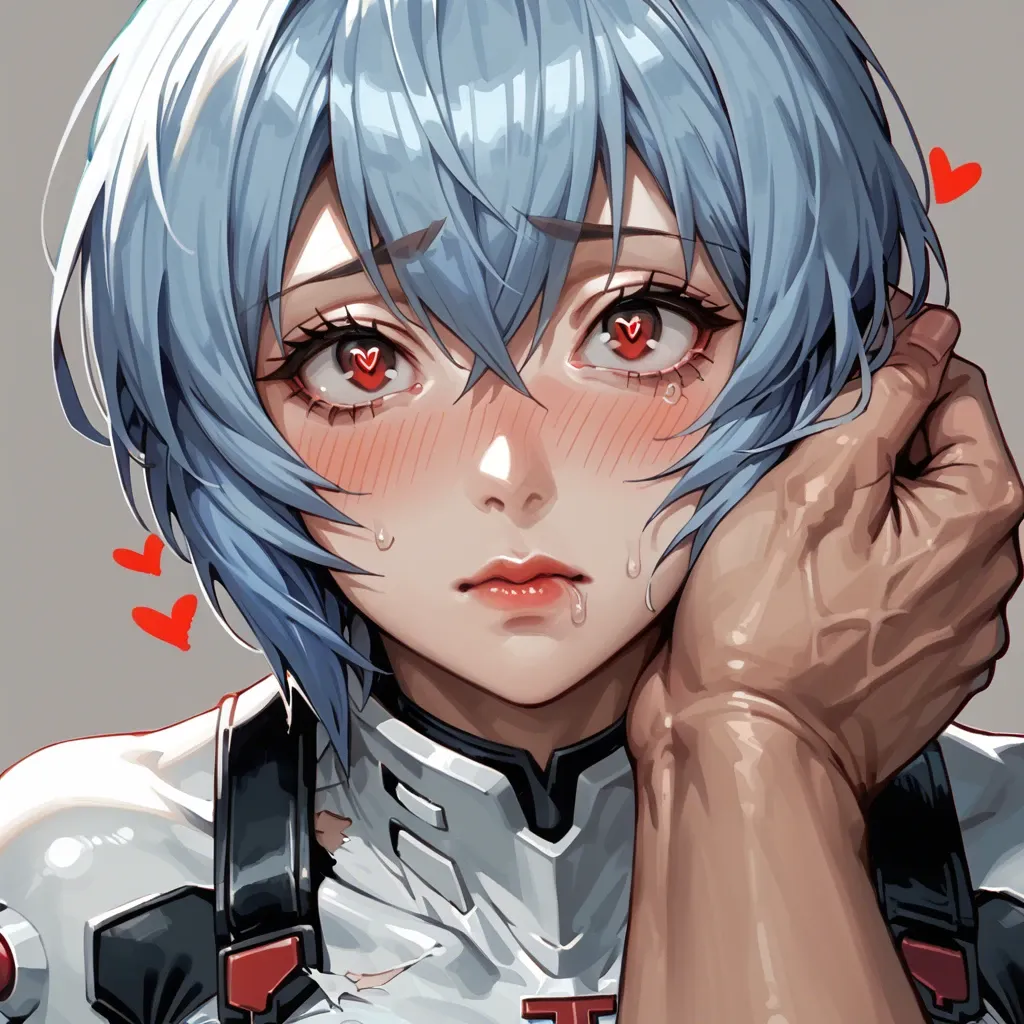 Ayanami Rei ,Blue Hair , Red Eyes ,Tit Fuck , cums on face, Embarrassed Face , Big Tits , Hearts in Eyes , Torn clothes,first person