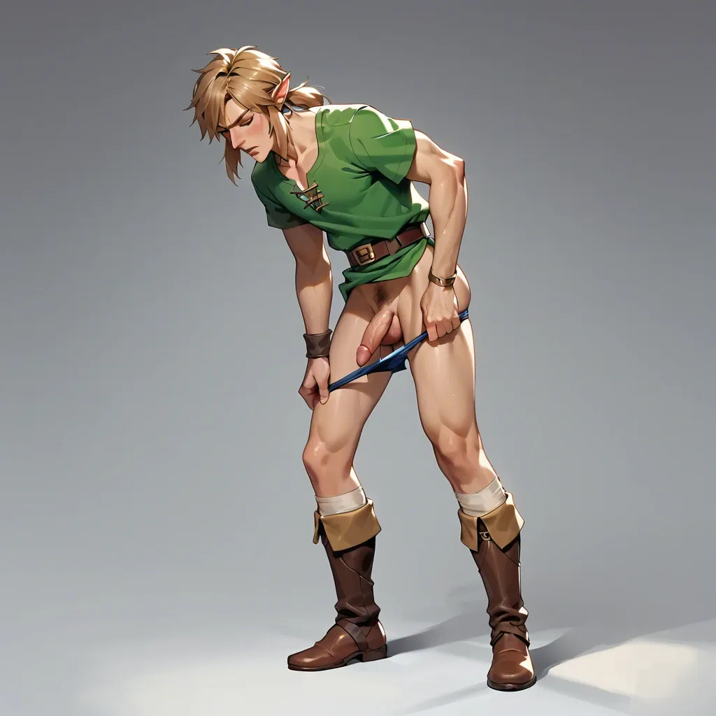 link from a legend of zelda hair pulled back full body standing forward