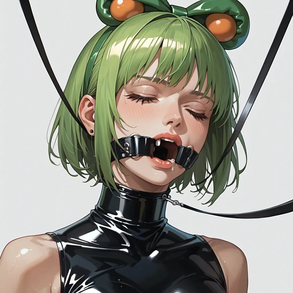 Yotsuba, bdsm, latex, closed eyes, gagged