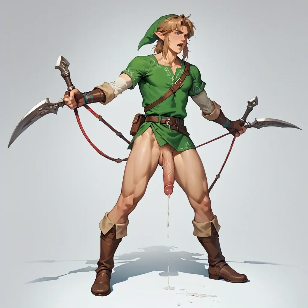 link from a legend of zelda hair pulled back full body standing forward