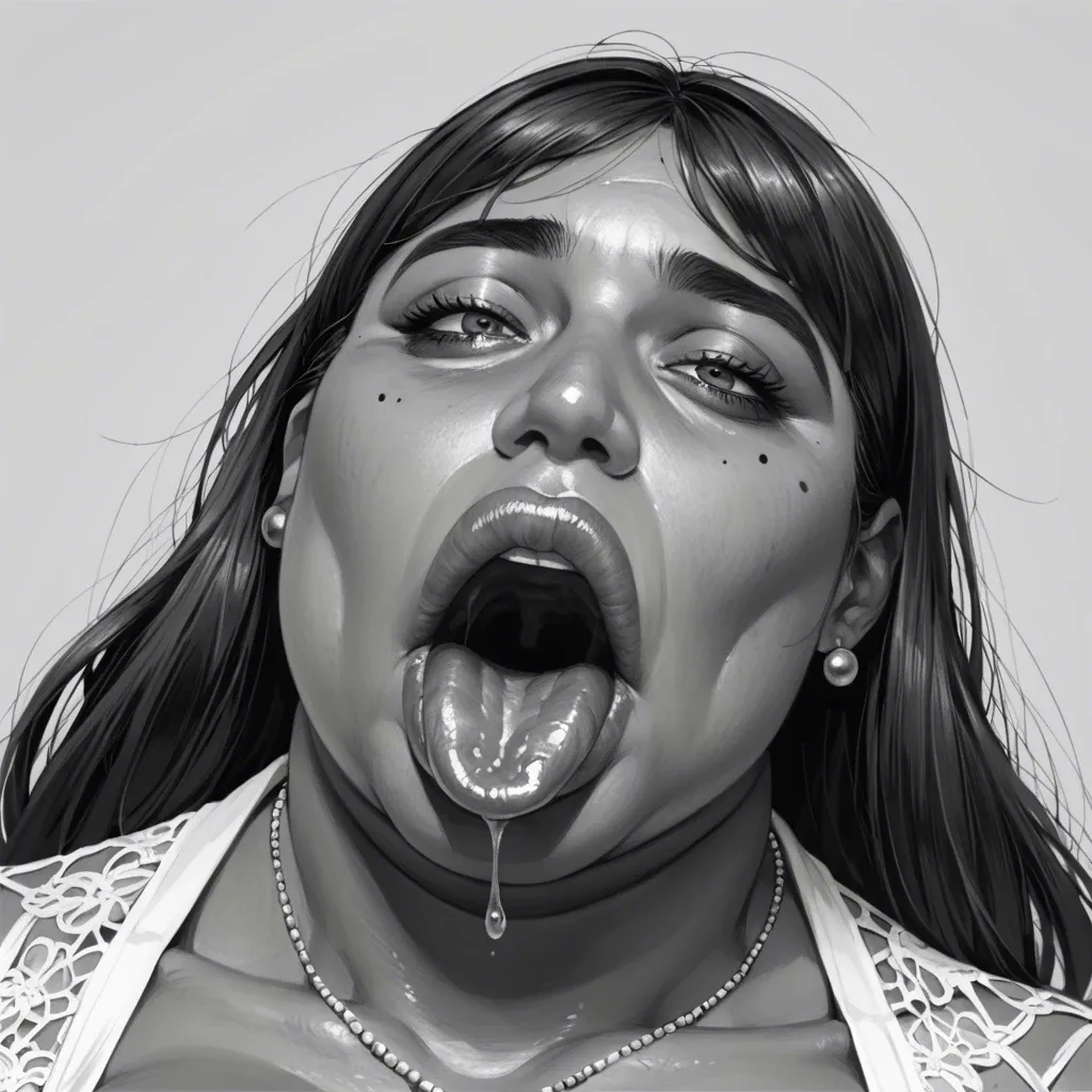 priyanka maheswaran, obese, milf hyper lips, gaping mouth, tongue out