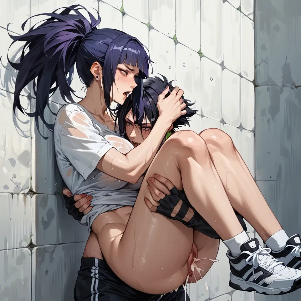 futanari Akali fucking curvy kyoka jiro against the wall,stand and carry