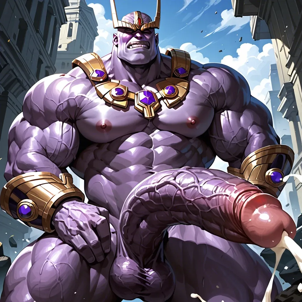 thanos, big muscle, huge cock, veiny cock, orgasm, cum