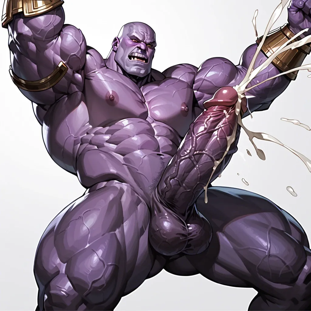 thanos, big muscle, huge cock, veiny cock, orgasm, cum, Thanos fucks Loki