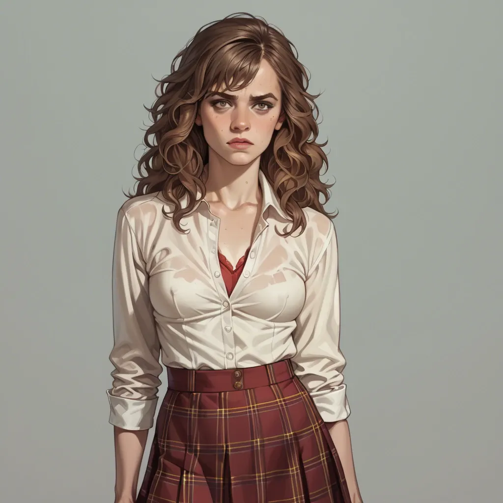 hermione granger studying, fully clothed, up skirt view