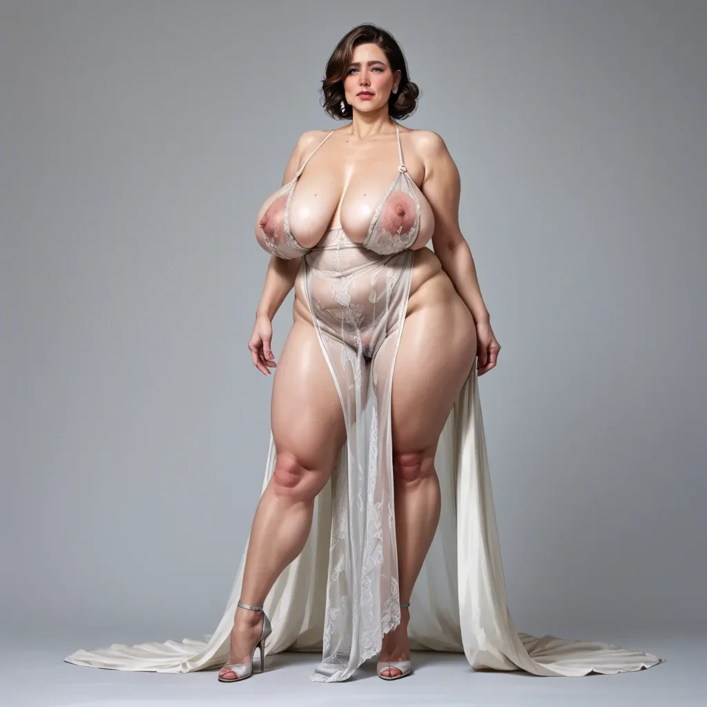 Realistic, Mature, blue eyes, nose blush, bbw, fat legs, long legs, saggy tits, huge breast, sheer dress, hairy, hera goddes