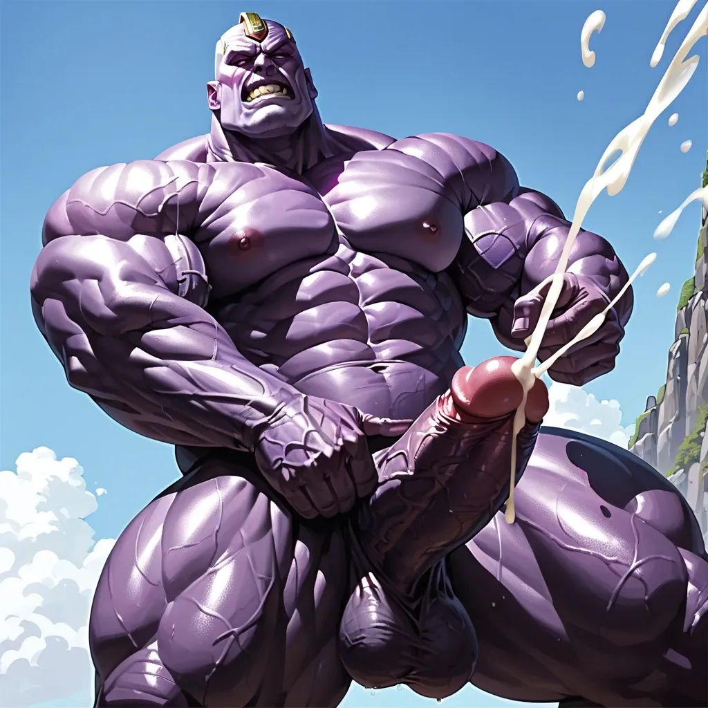 thanos, big muscle, huge cock, veiny cock, orgasm, cum, Thanos fucks Loki