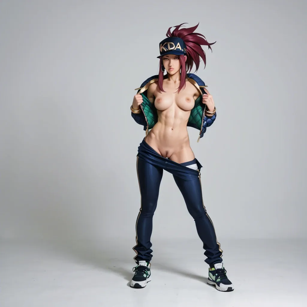 Kda akali, Undressing sequence, teenage, 4 frames, fully dressed to fully naked :1.3, NSFW, full body photo