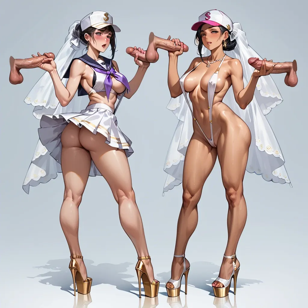 2girl, , , , stretching ass,double handjob,perky breasts,super wide hips,skin blushing, wedding dress,gold anklets,sports cap,mini skirt bra,platform heels, upskirt,purple necklace,sailor hat,sling bikini,gothic boots, shirtless,anklets,sports cap,black bra,armored boots, library stacks, spaceship, table, realistic photo, very dark skin, super mario, spider-gwen, heart dynamics