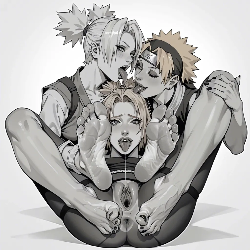 Naruto, Temari, 4 girls, lesbian soles worship, lesbian ankles licking, lesbian big toe sucking, soles focus, soles view, soles tickling, feet in mouth, big soles, tongue licking all the sole, licking each others soles, putting big toes deep in mouth, soles in mouth, on knees, tied, under soles on view, licking under soles, soles on face