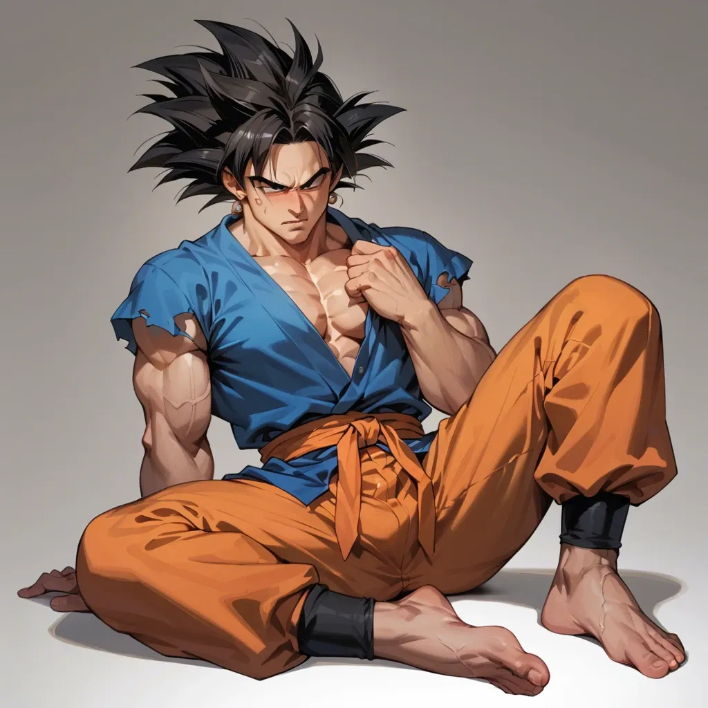 male goku with a tights and a tunic