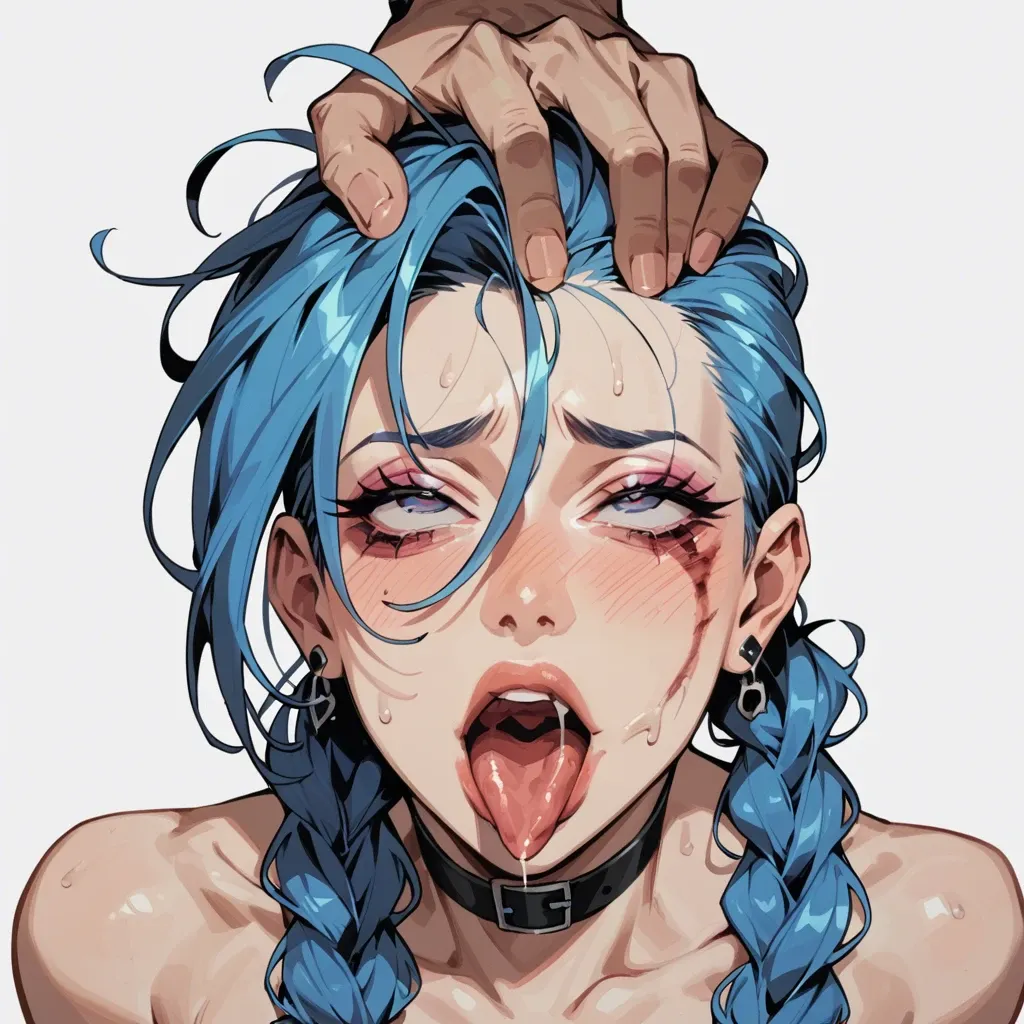 Someone licking Jinx vagina with his tongue. Ahegao. Raping