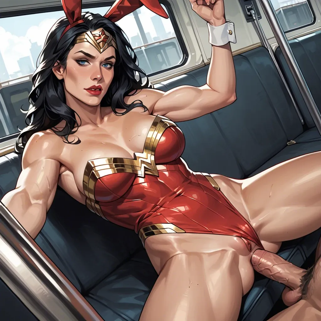 Wonder Woman (DC Comics) bunny costume sex anal subway selfie