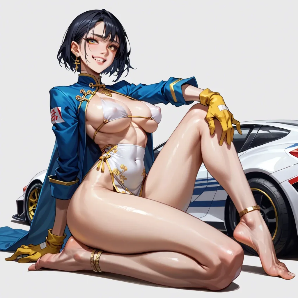 2girl, , , , sharp jawline,warm smile,covered nipples,abdominal,golden necklace, china dress,feet focus,big tits,slender waist,kneeling slut, blue jacket,gold anklets,racing gloves,white bikini,no shoes, shirt,anklets,hogtied,bodysuit,armored boots, trained thighs, spaceship, phone screen, source cartoon, bright lighting, princess zelda