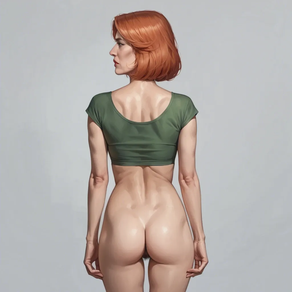 realistic realistic,full detailed,accurate.realistic realistic,full detailed,accurate,lois griffin,mature,milf,petite chest,skinny,slim,visible hairy pussy,crop top,rear view,back view