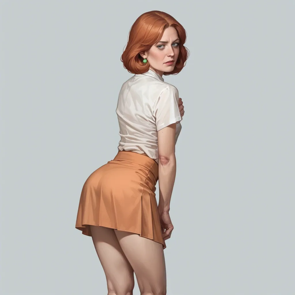 realistic realistic view,full detailed,accurate,lois griffin,mature,flat chest,petite,skinny,slim,hairy cleft of venus,shy,shirt,upskirt,shy,rear view,side view