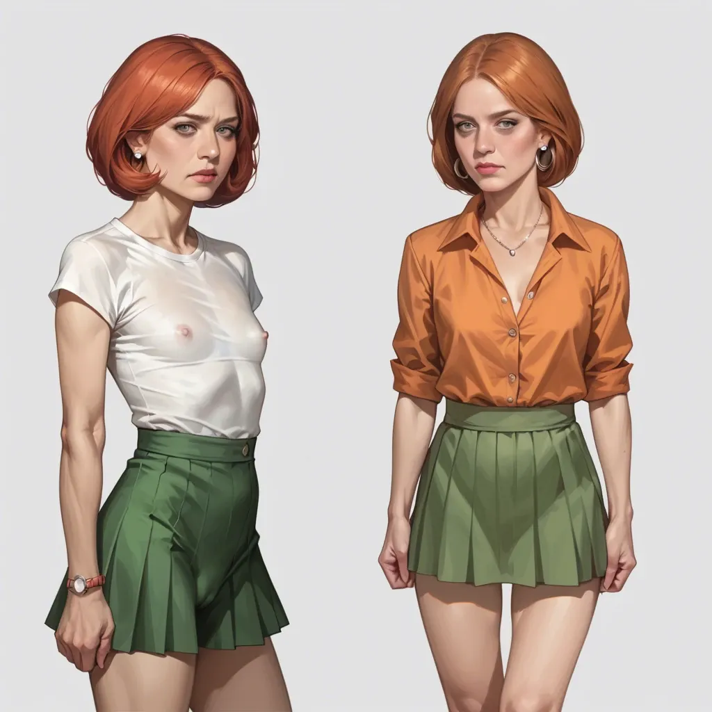 realistic realistic,full detailed,accurate,lois griffin,mature,flat chest,petite,skinny,slim,cleft of venus,shy,shirt,upskirt,shy,rear view,side view