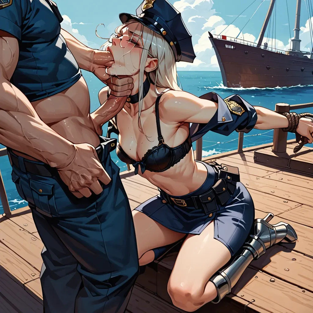 1girl,1boy,,,, mole on breast,hand focus,flat chest,waist grab,throat bulge, molesting,tied hands,huge breasts,ship,free shoulders, police uniform,baggy socks,opaque glasses,bra lift,armored boots, glass shower, caulfield, spaceship, on bed, ultradetailed, perfect shadows, rapunzel