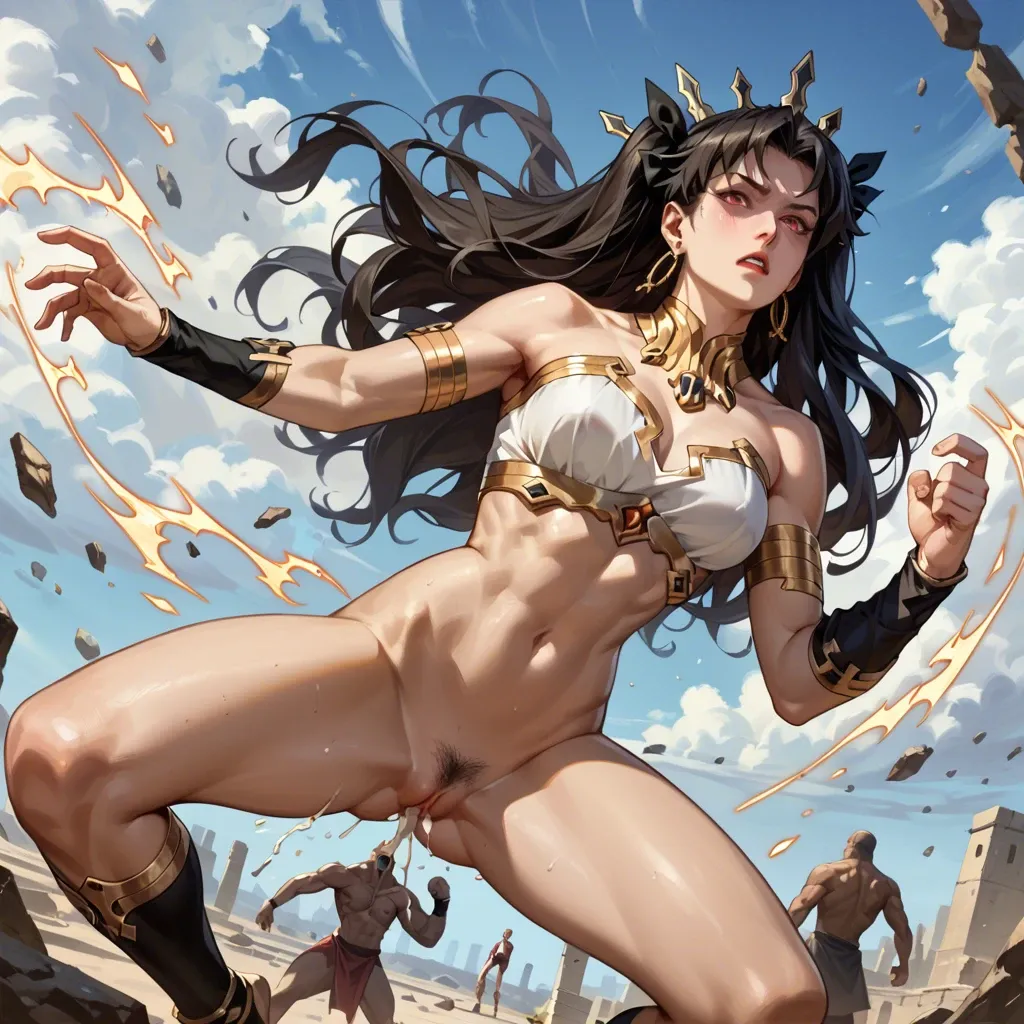 ishtar , perfect body, High Quality, Tall Girl, Beautiful body, thin body, slim legs, Perfect Quality Detail, full clothes, fighting stance, pussy, tits, Have pubic hair, cum inside, (masterpiece), best quality, expressive eyes, perfect face, tearing armor, fucking her, wile, (masterpiece), best quality, expressive eyes, perfect face, face angry, single elbow glove single thighhigh asymmetrical legwearsingle detached sleeve