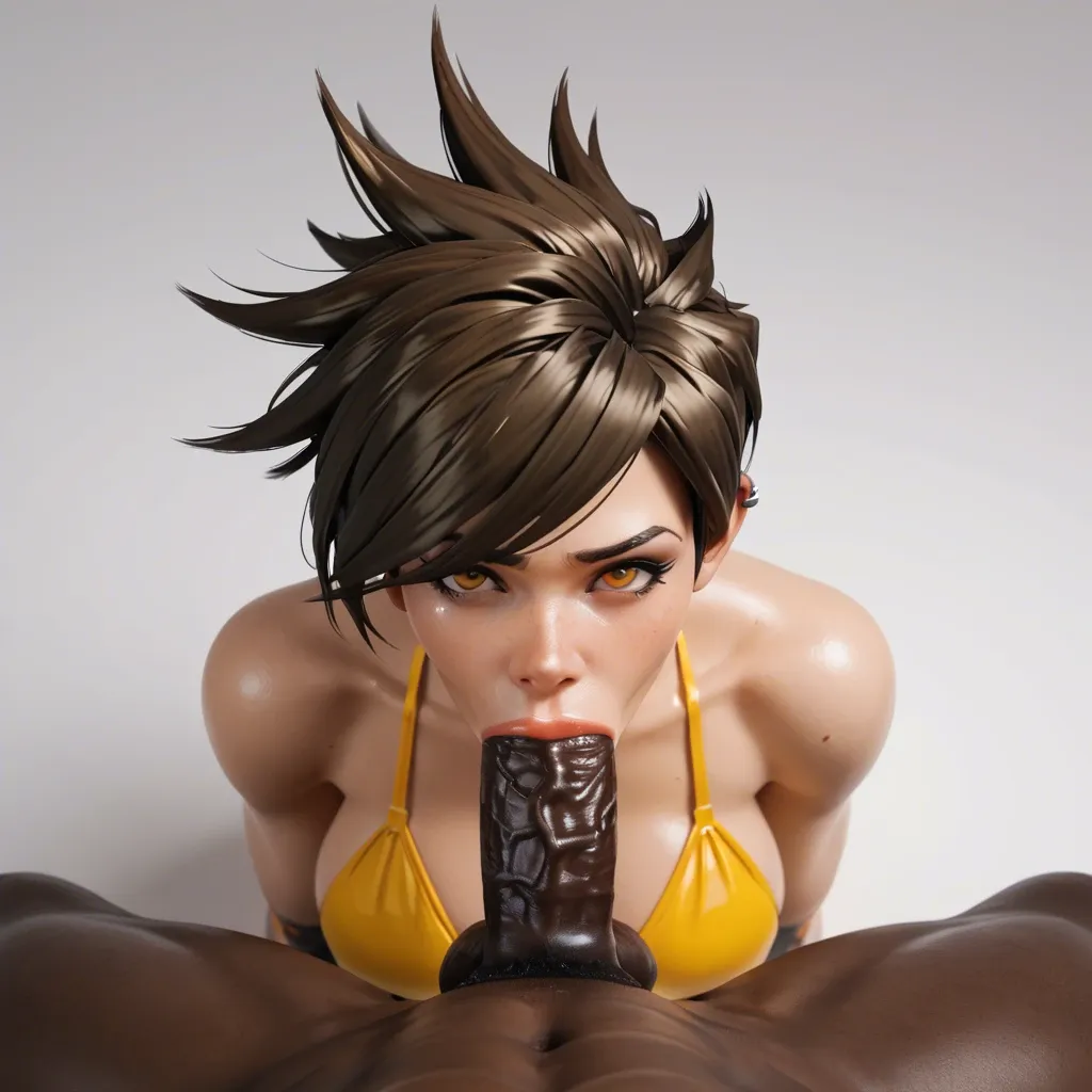 Deepthroat base of cock, pov, Front view, (deepthroat), (cock focus), (((Enormous black african penis)), ((MASSIVE BLACK african DICK)),Bimbo cleavage TRACER,((Realism 3d Anime)),(yellow bikini), (topless nude breast),(from above), (feet view),front view,  flirting look, (on her knees focus), ass nude, closeup  (topless), (ROUND bimbo boobs focus), (standing), brown hair,(from_above),(presenting bimbo breast),  full pale skin, tracer, Bimbo large tits, pov, solo, grey background, ((pale skinned tracer)), ((CLEAVAGE FAKE TITS)), naval, bubble butt, (bimbo tracer), big ass bubble butt, (breast_awe), front view, (top of head), face presenting, full body view, front view, ((topless)), deepthroat