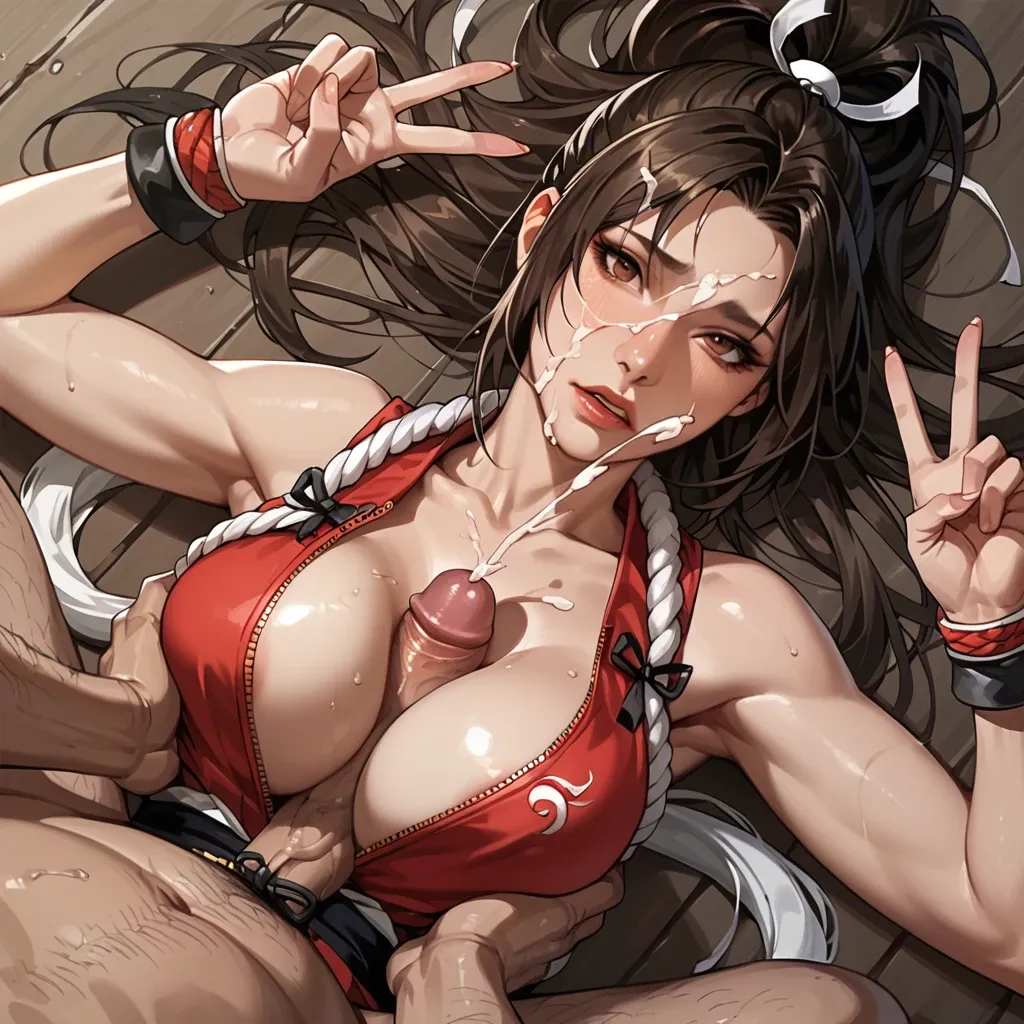 lying mai shiranui clothed breasts   open zipper ,breasts rope bondage,boobjob,fat man,double v,large facial,cumshot,foreskin penis