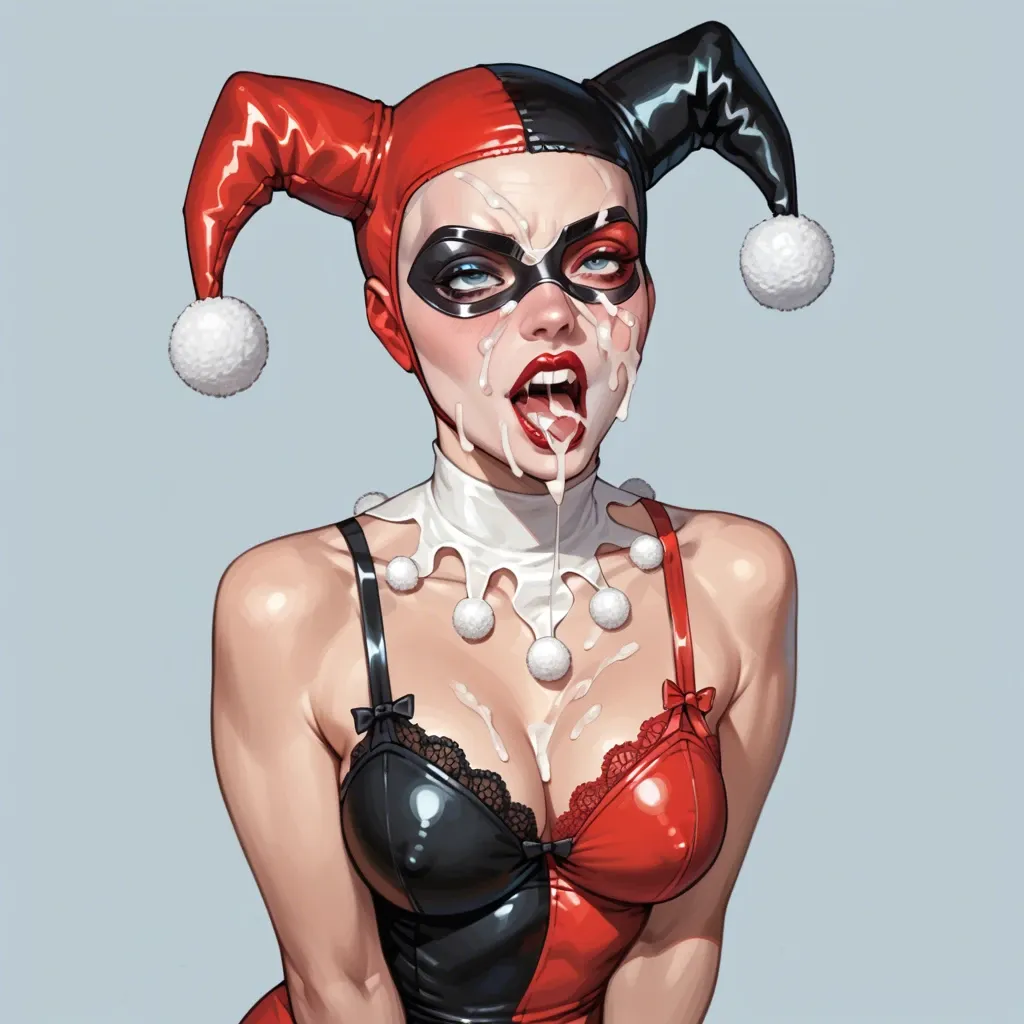 Harley Quinn classic,lingerie dress,masturbate,cum on face, ahegao,creampie,fulloncum,