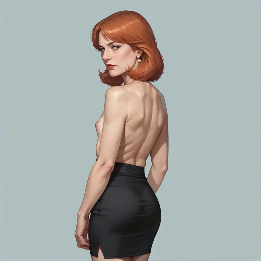 realistic,full detailed,accurate,quality,teacher lois griffin,flat chest,blouse,pencil skirt,rear view,side view