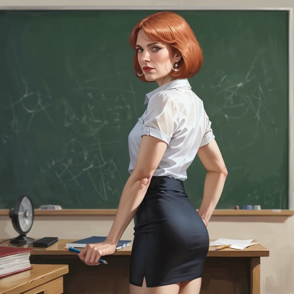 realistic,full detailed,accurate,quality,teacher lois griffin,flat chest,blouse,pencil skirt,rear view,side view