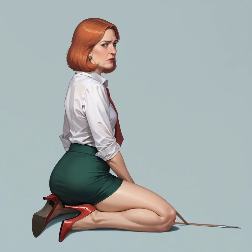 realistic,full detailed,accurate,teacher lois griffin,flat chest,shy,blouse,skirt,high heels,rear view,side view