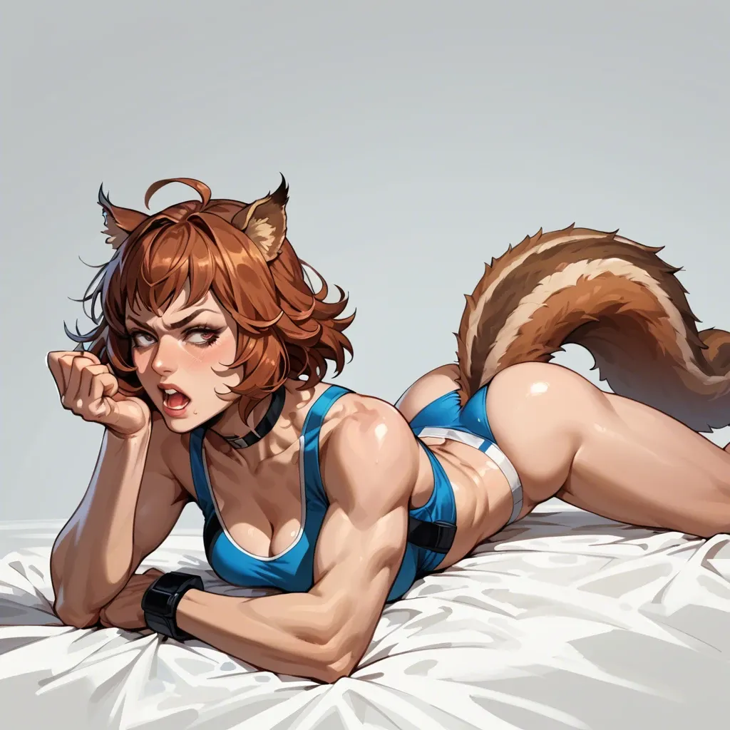 squirrel girl from marvel rivals, sex, prone bone pose, squirrel girl with clothes