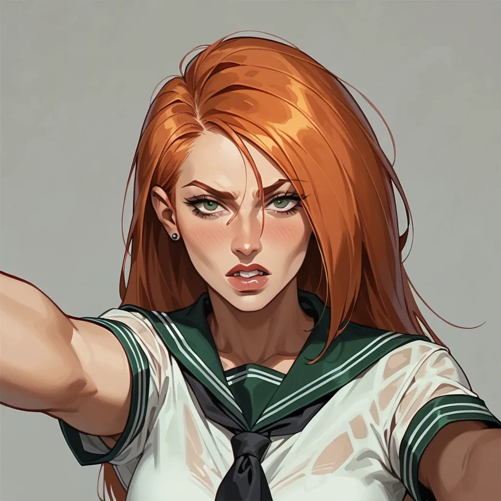 Kim Possible redhead school uniform blowjobl jail selfie