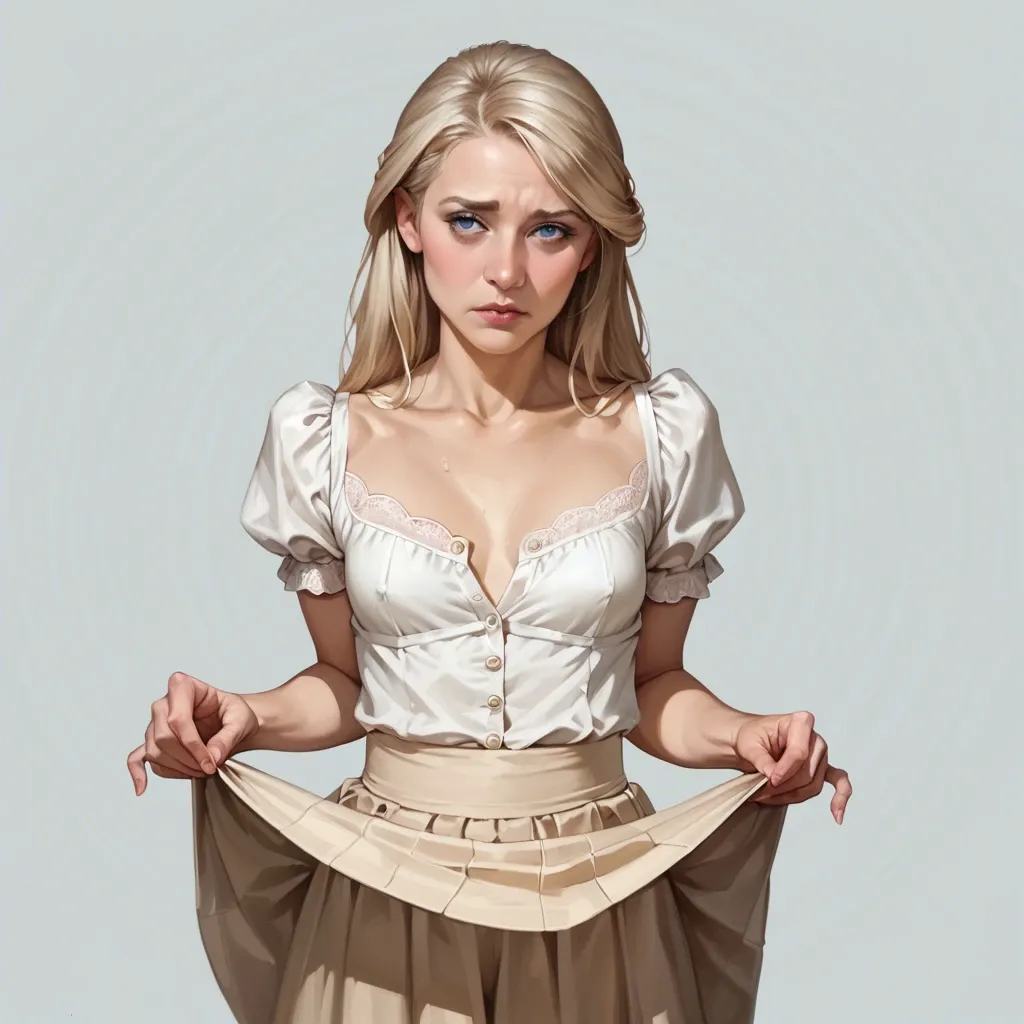 photorealistic,Charlie Morningstar,mature,petite chest,shy,blouse,skirt