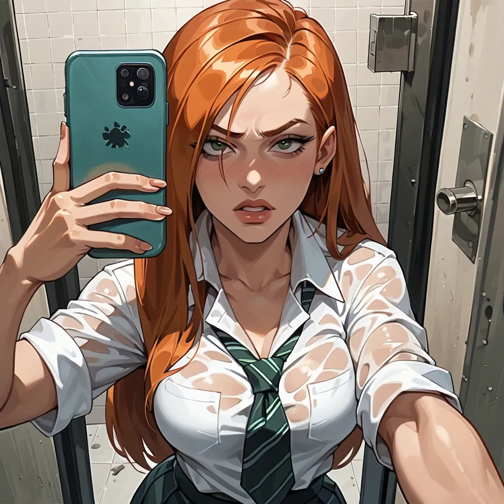 Kim Possible redhead school uniform blowjobl jail selfie