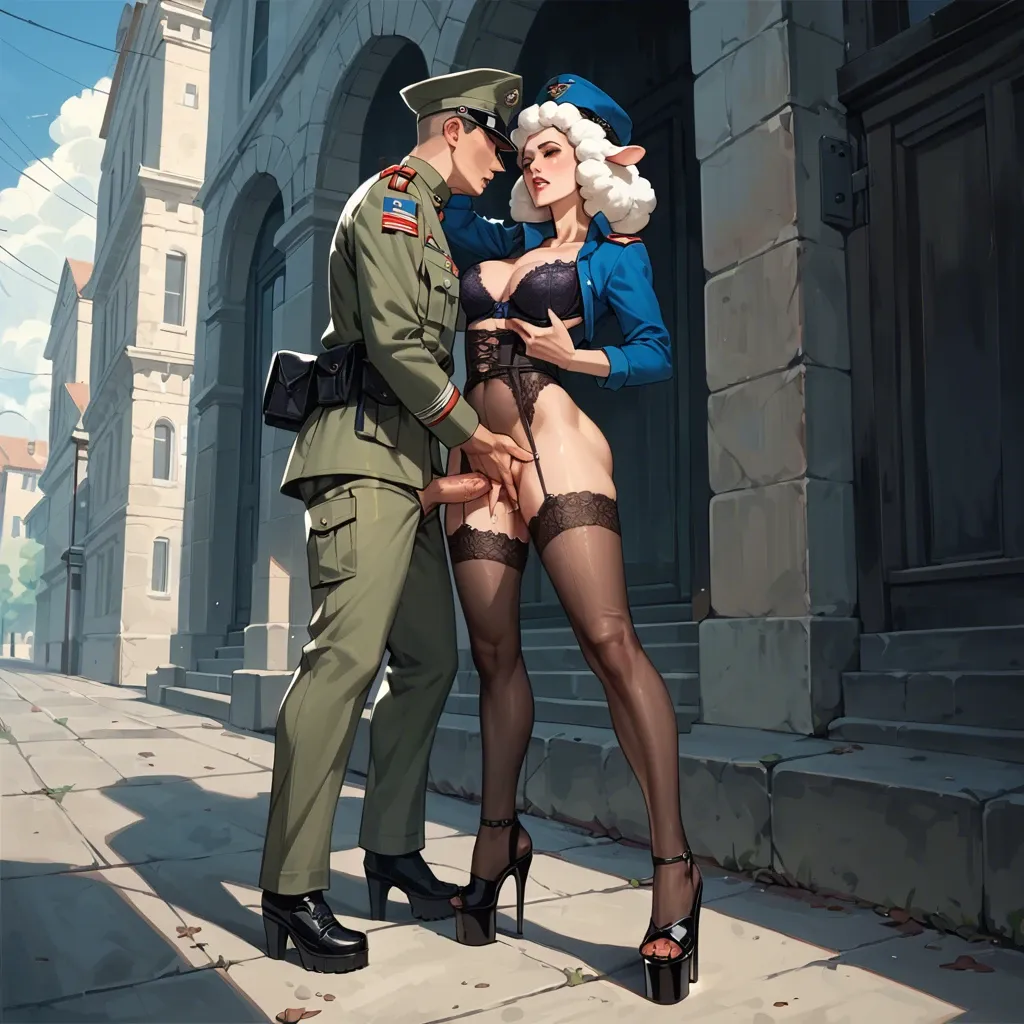 1girl,1boy, , , , cute nose,fingering,perky breast,background,standing sex, army uniform,lace tights,wool hat,laced bodysuit,platform heels, blue shirt,leggings,witch hat,bra,platform heels, mini skirt,lace stockings,fishnet gloves,black bra,brown boots, office lady, battlefield, cyberpunk, super mario